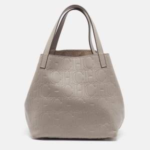 Pre Owned CH Carolina Herrera Matryoshka Beige Monogram Leather Tote