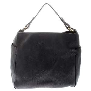 Pre Owned CH Carolina Herrera Dark Purple Pebbled Leather Hobo