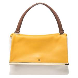 Pre Owned Carolina Herrera Tricolor Leather Top Handle Bag