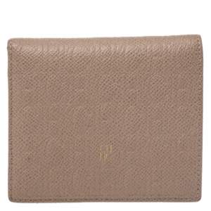 Pre Owned Carolina Herrera Beige Leather Compact Wallet