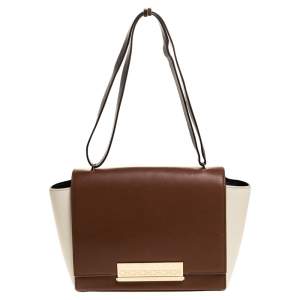 Pre Owned Carolina Herrera Bicolor Leather Flap Shoulder Bag