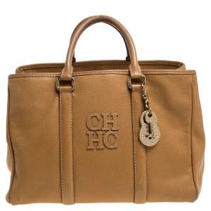 Pre Owned Carolina Herrera Beige Leather Matteo Tote