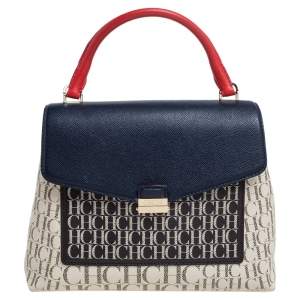 Pre Owned Carolina Herrera Multicolor Monogram Coated Canvas Top Handle Bag