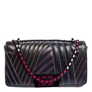 Pre Owned CH Carolina Herrera Black Quilted Leather Small Shoulder Bag