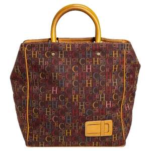 Pre Owned CH Carolina Herrera Multicolor Monogram Canvas and Leather Shopper Tote