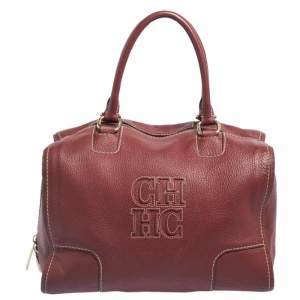 Pre Owned CH Carolina Herrera Red Leather Andy Satchel