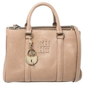 Pre Owned Carolina Herrera Beige Leather Small Matteo Tote