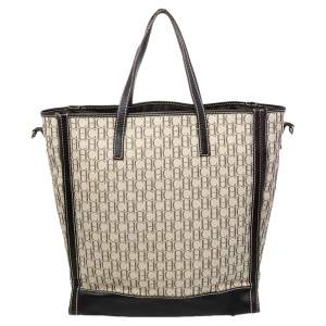 Pre Owned CH Carolina Herrera Beige/Brown Monogram Canvas and Leather Tote