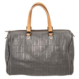 CH Carolina Herrera Grey Leather Large Andy Boston Bag
