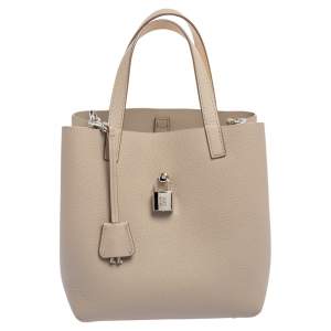 Pre Owned Carolina Herrera Grey Leather Small Matryoshka Locked Tote