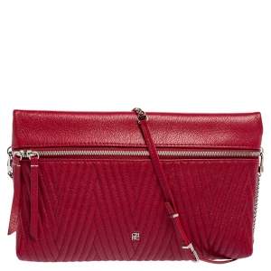 Pre Owned CH Carolina Herrera Red Quilted Leather Crossbody Bag