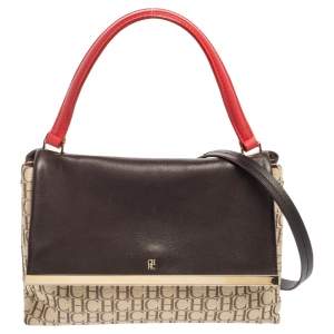 Pre Owned CH Carolina Herrera Multicolor Monogram Coated Canvas and Leather Top Handle Bag