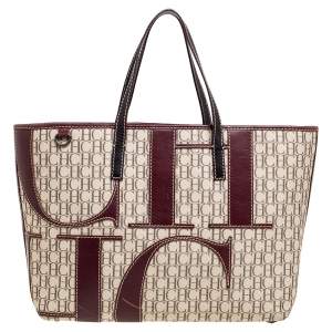 Pre Owned Carolina Herrera Multicolor Monogram Canvas And Leather Shopper Tote
