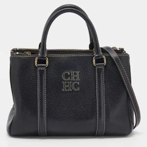 Pre Owned CH Carolina Herrera Black Leather Tote