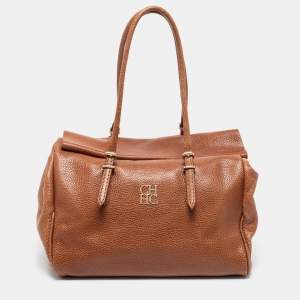Pre Owned CH Carolina Herrera Brown Leather Adagio Tote
