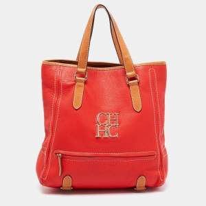 Pre Owned CH Carolina Herrera Red Leather Tote