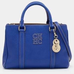 Pre Owned CH Carolina Herrera Blue Leather Matteo Tote