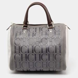 CH Carolina Herrera Tricolor Monogram Embossed Leather Andy Boston Bag