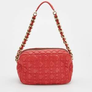 Pre Owned CH Carolina Herrera Red Quilted Leather Chain Shoulder Bag