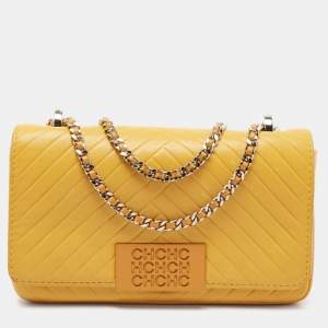 Pre Owned CH Carolina Herrera Yellow Leather Bimba Shoulder Bag