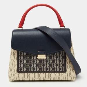 Pre Owned CH Carolina Herrera Multicolor Monogram Coated Canvas Top Handle Bag