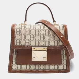 Pre Owned CH Carolina Herrera Monogram Canvas and Leather Top Handle Bag