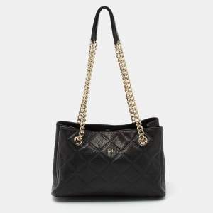 Pre Owned CH Carolina Herrera Black Quilt Leather Shoulder Bag