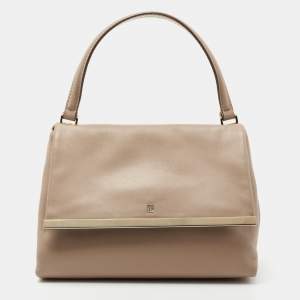 CH Carolina Herrera Beige Leather Top Handle Bag