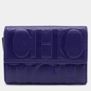 Pre Owned CH Carolina Herrera Indigo Leather Compact Wallet