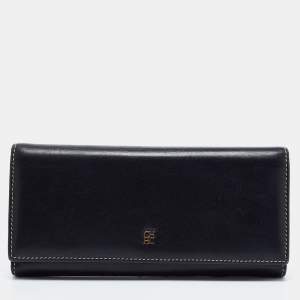 Pre Owned CH Carolina Herrera Black Leather Continental Wallet