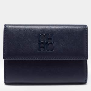 Pre Owned CH Carolina Herrera Blue Leather Compact Wallet