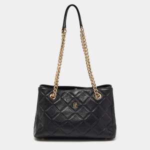 Pre Owned CH Carolina Herrera Black Quilted Leather Chain Shoulder Bag