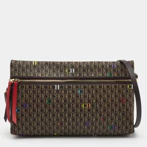 Pre Owned CH Carolina Herrera Brown/Gold Signature Coated Canvas Inro Clutch Bag