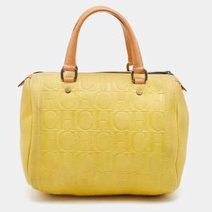 CH Carolina Herrera Yellow Leather Andy Boston Bag
