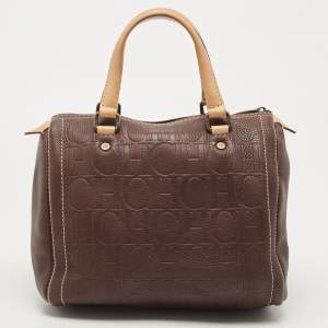 CH Carolina Herrera Dark Brown Leather Andy Boston Bag