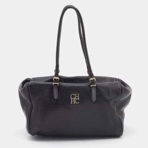  CH Carolina Herrera Black Leather Satchel