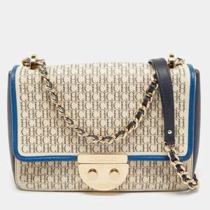 Pre Owned CH Carolina Herrera Multicolor Monogram Coated Canvas and Leather Flap Crossbody Bag