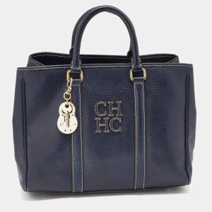 CH Carolina Herrera Blue Leather Andy Tote