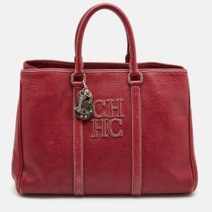 Pre Owned CH Carolina Herrera Red Leather Large Matteo Tote