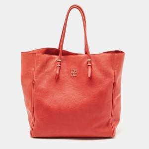 Pre Owned CH Carolina Herrera Red Monogram Leather Horizontal Shopper Tote