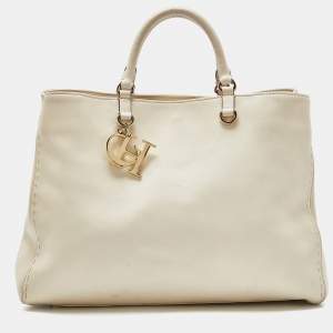 Pre Owned CH Carolina Herrera Cream Leather Tote