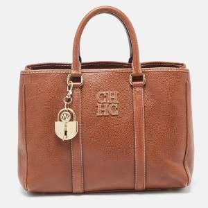 Pre Owned Carolina Herrera Brown Leather Matteo Tote