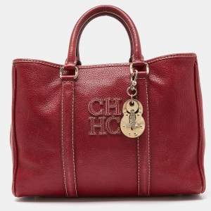 Pre Owned CH Carolina Herrera Red Leather Matteo Tote