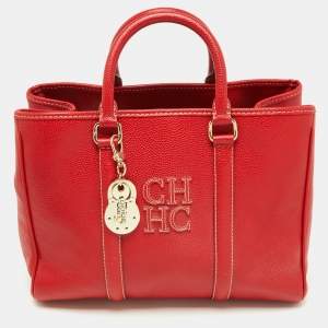Pre Owned CH Carolina Herrera Red Leather Matteo Tote