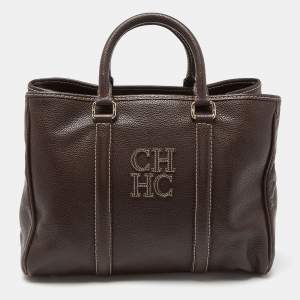 Pre Owned CH Carolina Herrera Brown Leather Andy Tote