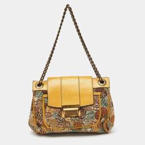 Pre Owned CH Carolina Herrera Multicolor Monogram Canvas and Leather Chain Shoulder Bag