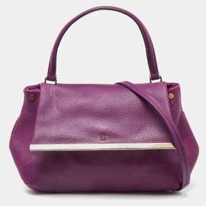 CH Carolina Herrera Purple Leather Top Handle Bag