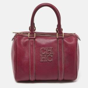 CH Carolina Herrera Purple Leather Andy Boston Bag