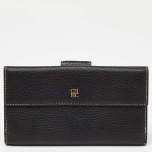 CH Carolina Herrera Black Leather Continental Wallet