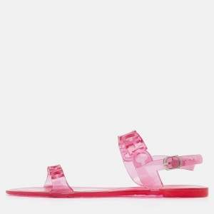 CH Carolina Herrera Pink Jelly Ankle Strap Flat Sandals Size 37